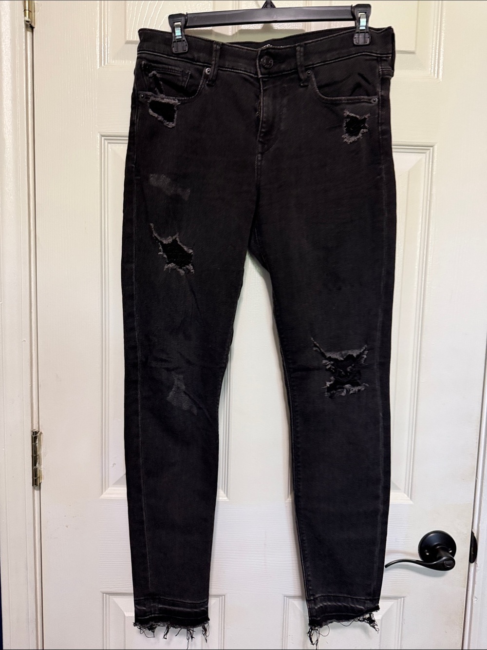 Express Black Distressed Skinny Jeans